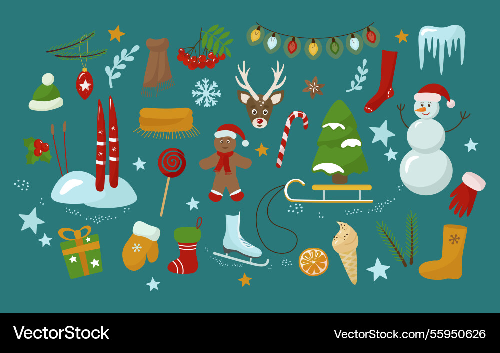 Eine Reihe von Weihnachts-Elementen für die Erstellung von Urlaub Eine Reihe von Weihnachts-Elementen für die Erstellung von Urlaub vektorbild