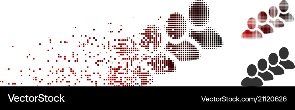 Entschlüsseln von Pixel-Halbton-Benutzer-Quue-Symbol Entschlüsseln von Pixel-Halbton-Benutzer-Quue-Symbol Vektorbild