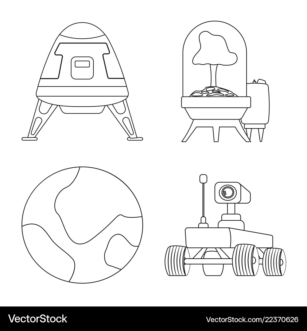 Isolated object of mars and space icon set Isolated object of mars and space icon set vector image