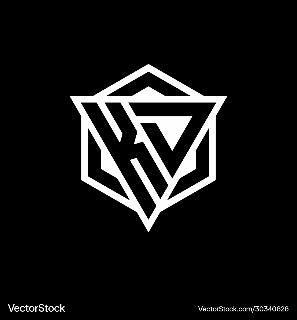 Kd logo monogram with triangle and hexagon shape Kd logo monogram with triangle and hexagon shape Vector Image