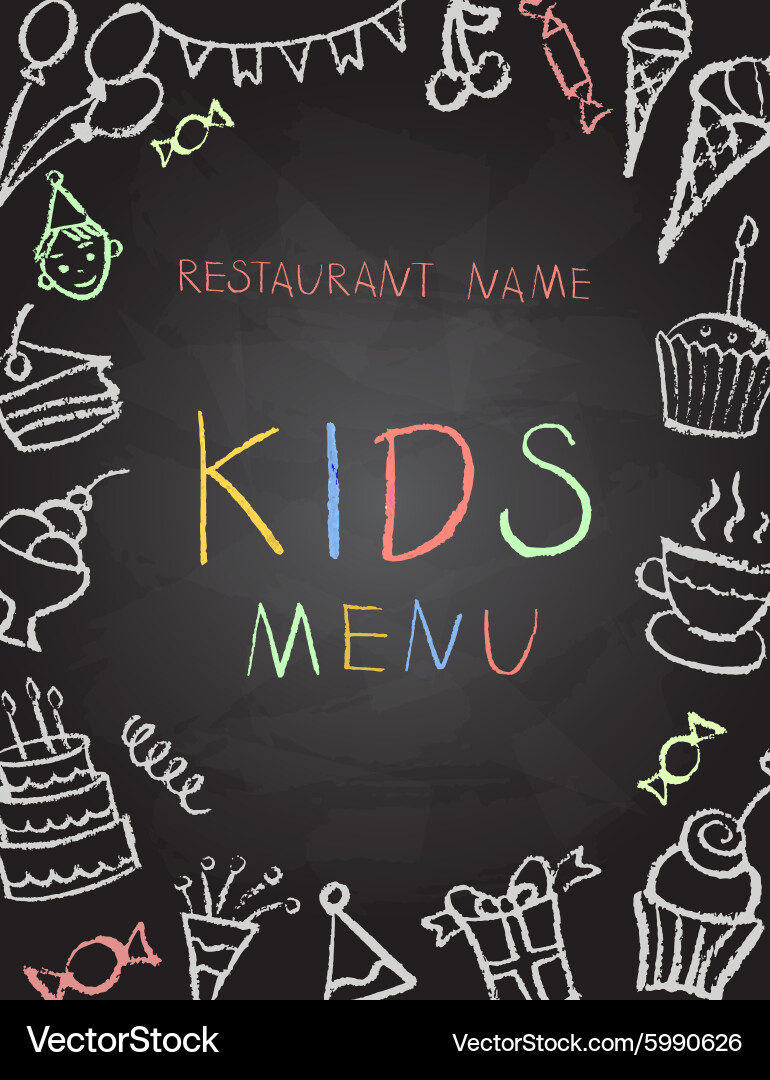 Kids Birthday Dessert Menu Chalkboard Vector Image