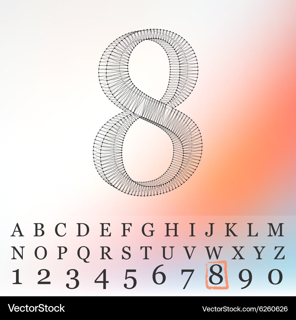 Low poly numbers font polygon number vector image