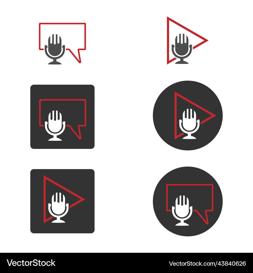 Microphone with player button an icon Microphone with player button an icon vector image