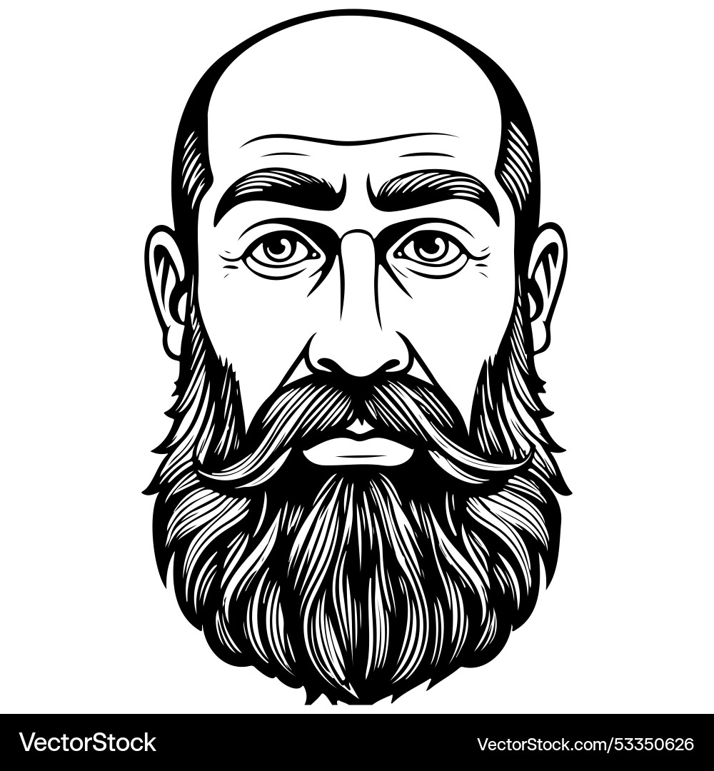 Monochrome Beard Isolated Hand Drawn Line Vector Image