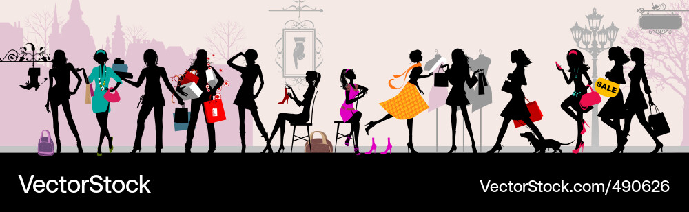 Paris Shopping Girls vektorbild