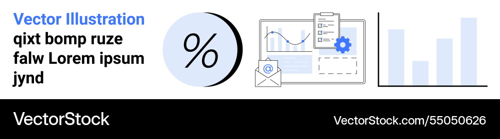 Percentage sign with graphs chart and documents Vector Image