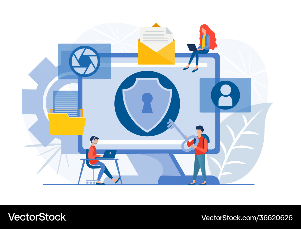 Protect data center safe communication network Protect data center safe communication network vector image