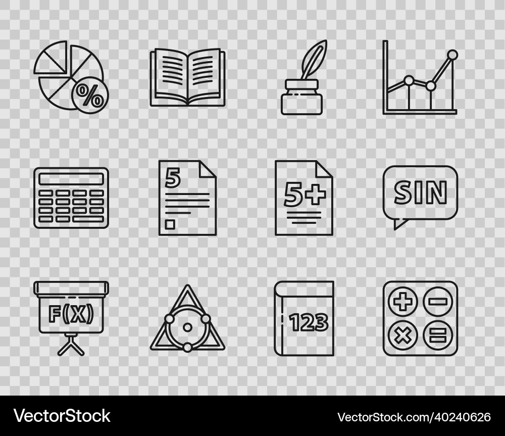 Set line geometric figure cube square root Set line geometric figure cube square root vector image