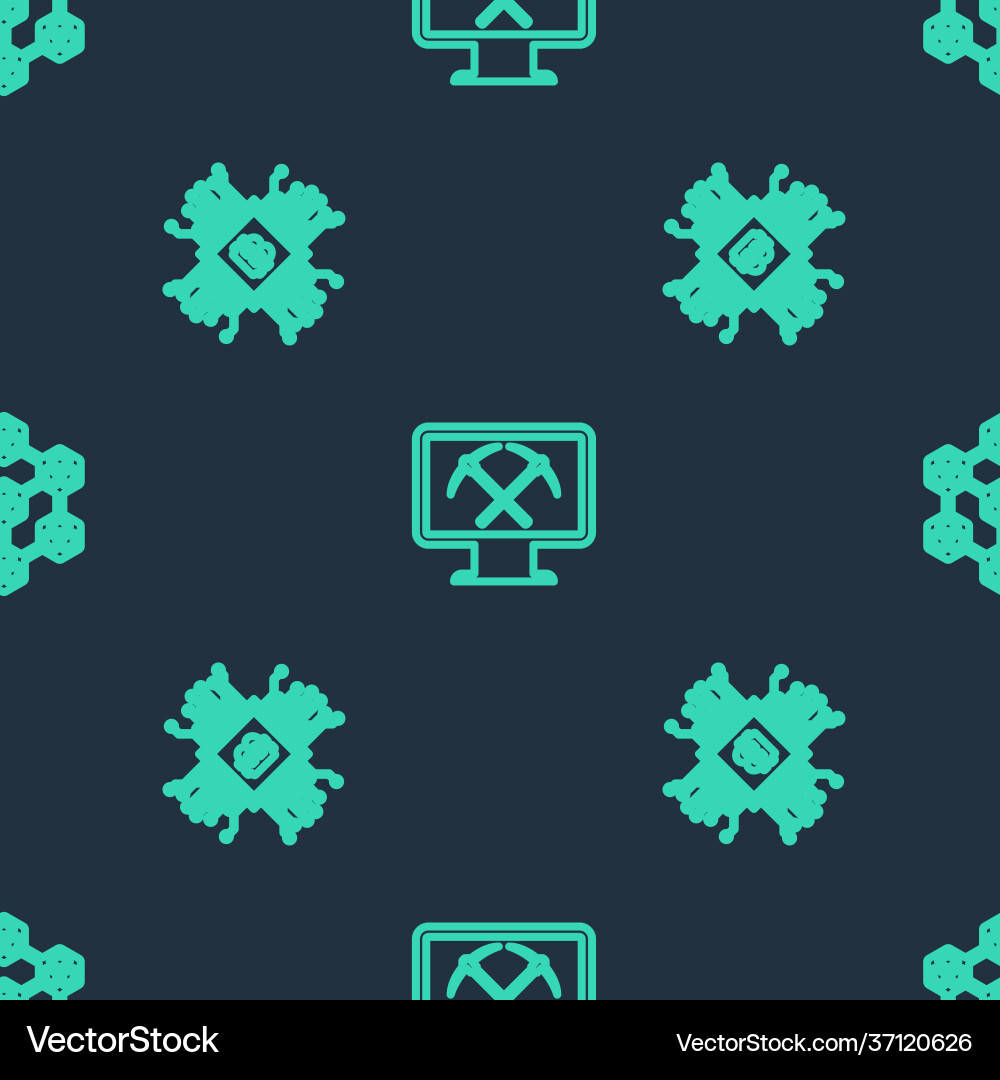 Set line mining with monitor and pickaxe cpu Set line mining with monitor and pickaxe cpu Vector Image