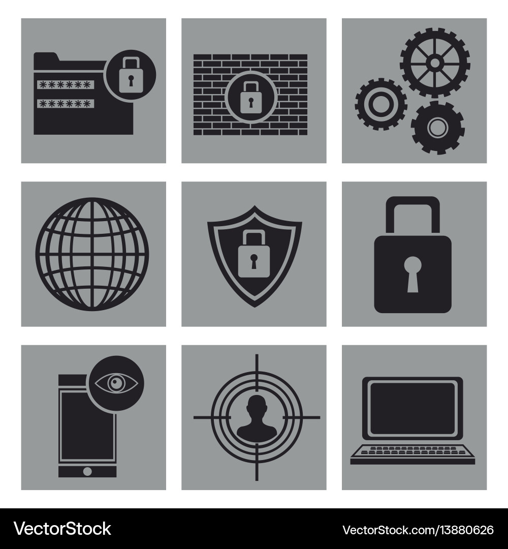 Set security system data icons Set security system data icons vector image