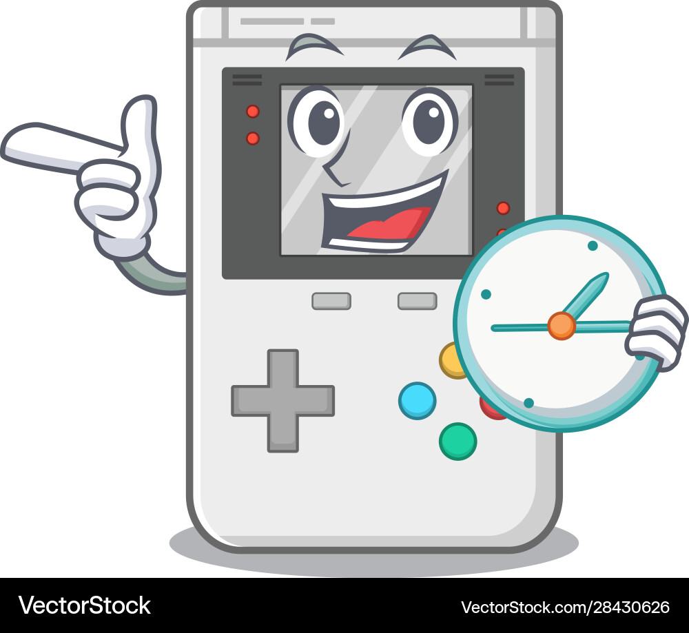 Smiling handheld game scroll cartoon character Vector Image