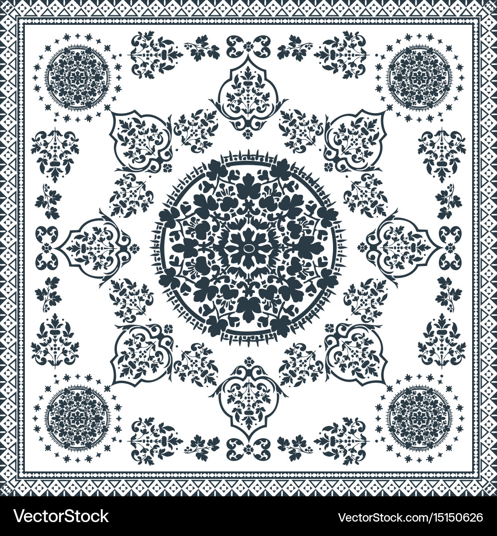 Victorian floral paisley medallion ornamental rug vector image