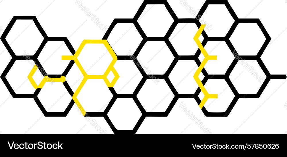 Yellow honeycomb with connection points abstract Vector Image
