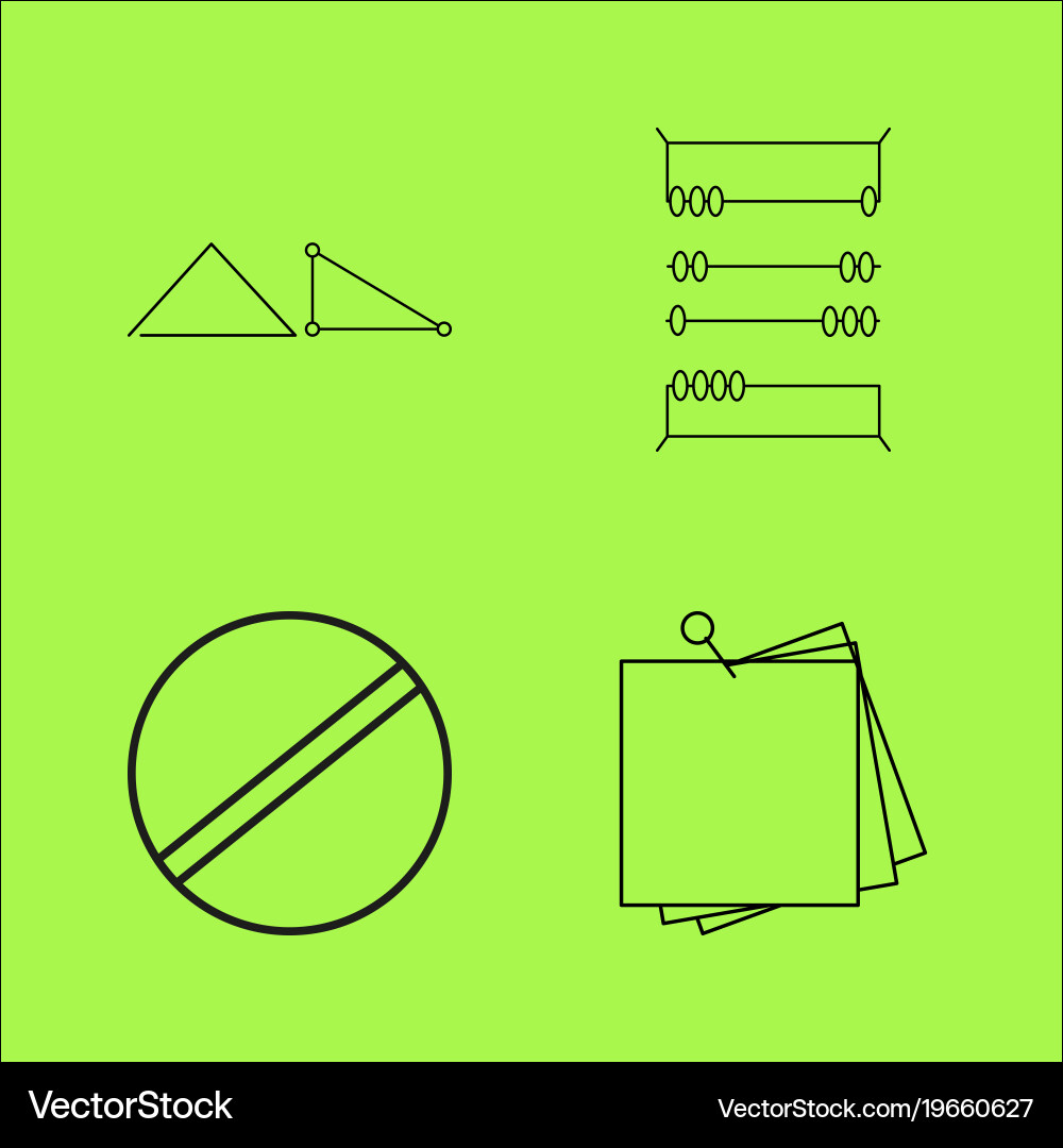 Basic content simple linear outline icon set vector image
