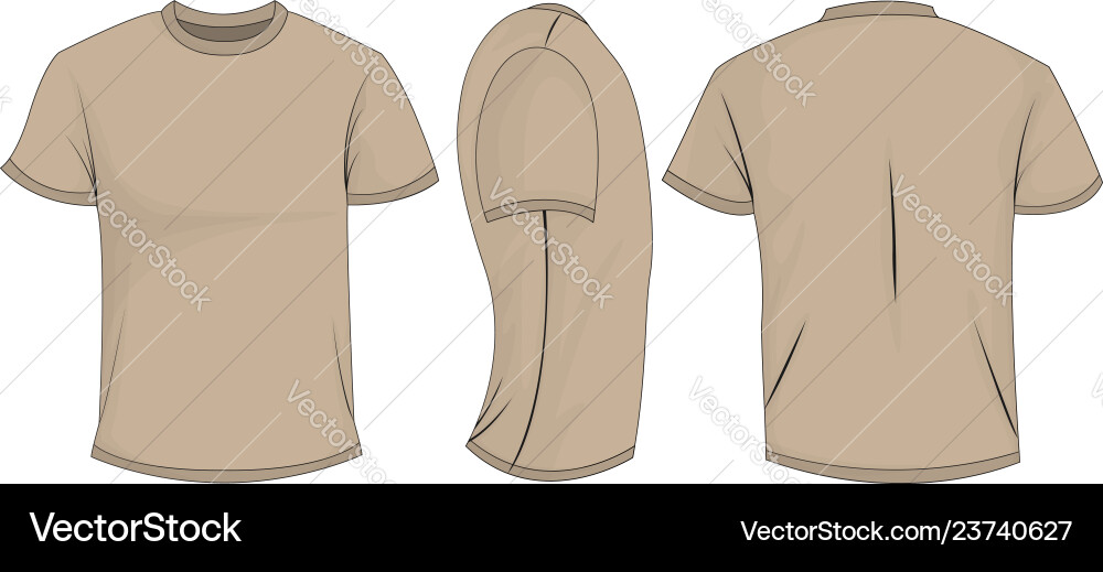Beige t-shirt template in front side and back Vector Image