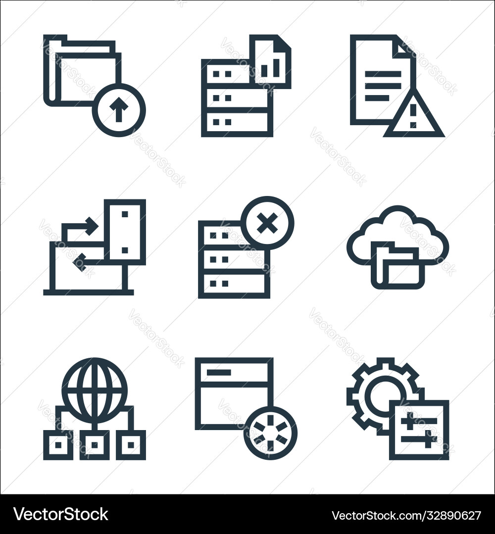 Big data line icons linear set quality Big data line icons linear set quality Vector Image