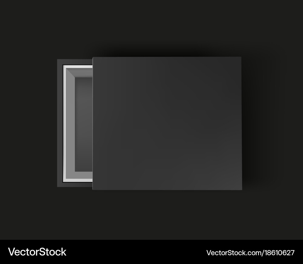 Black empty box mock up on background top vector image