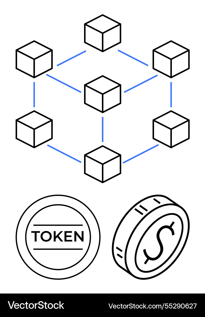Blockchain network with connected nodes Blockchain network with connected nodes vector image