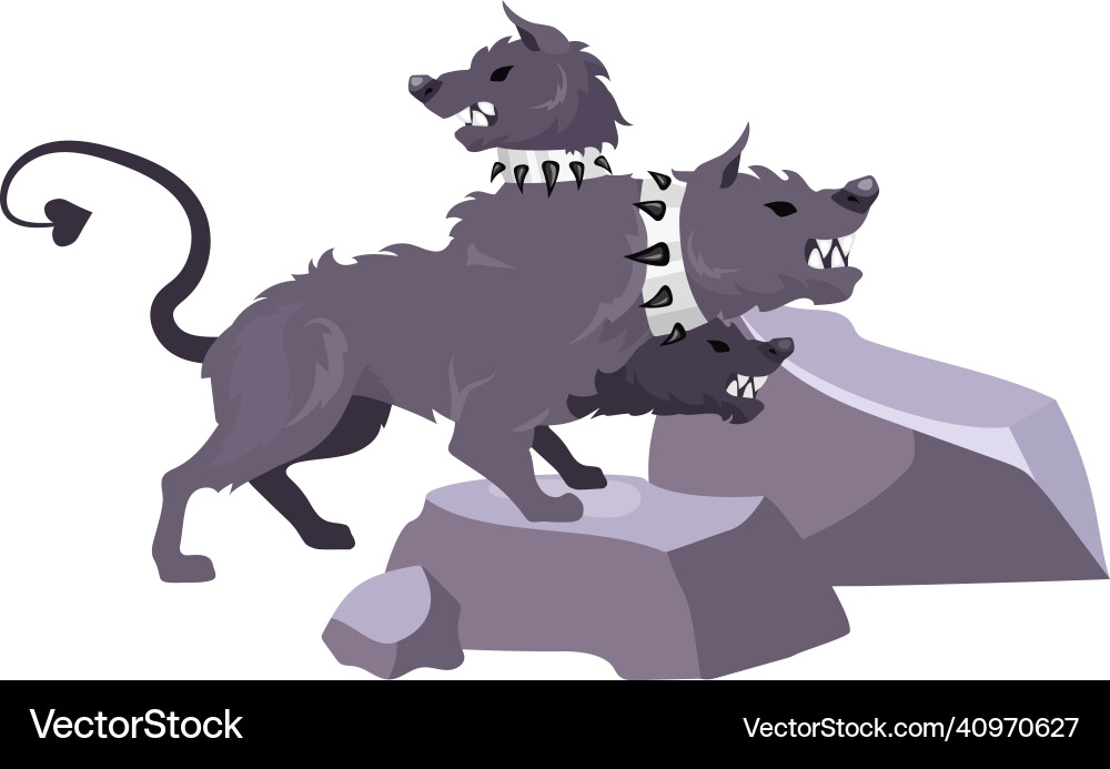 Cerberus flat mythological creature fantastical Cerberus flat mythological creature fantastical vector image