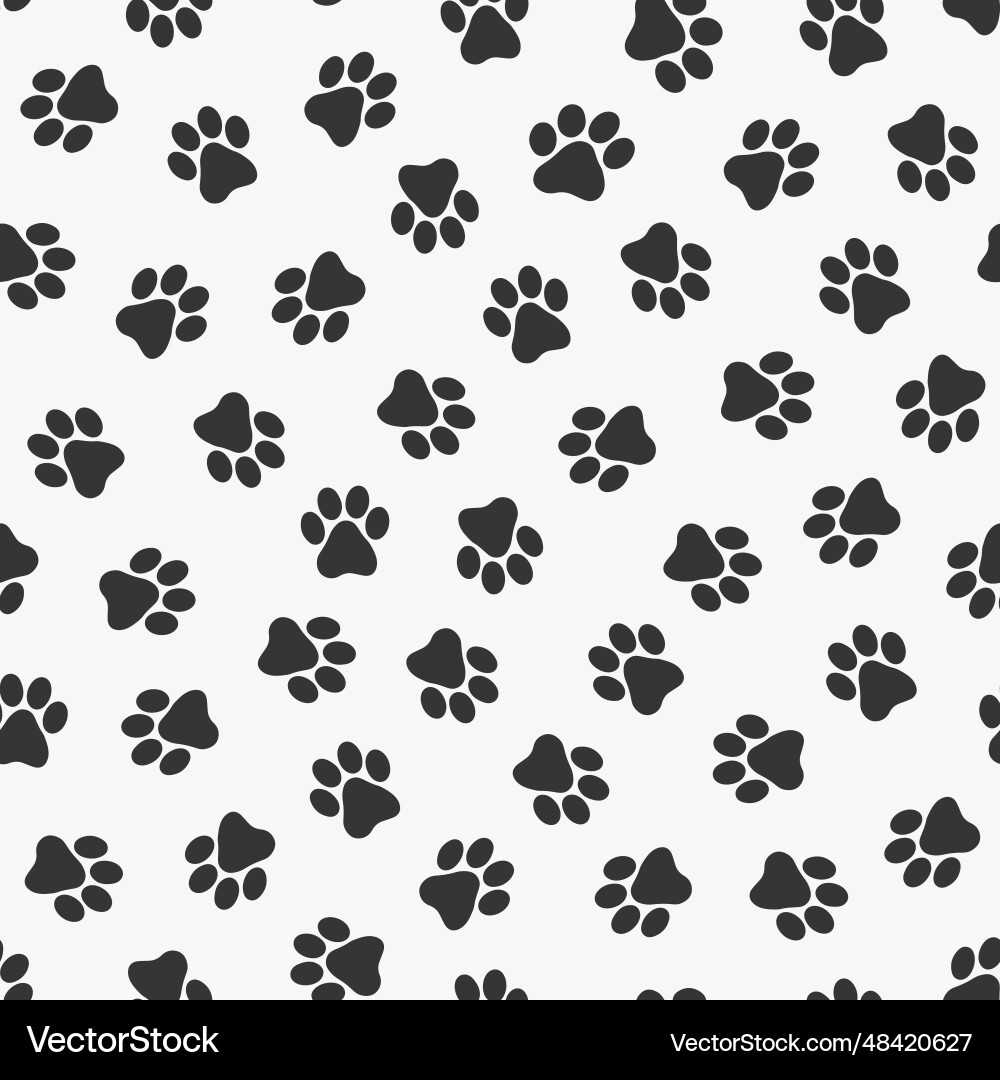 Cute Paw Print Pattern - Animal Footprint Vector Image