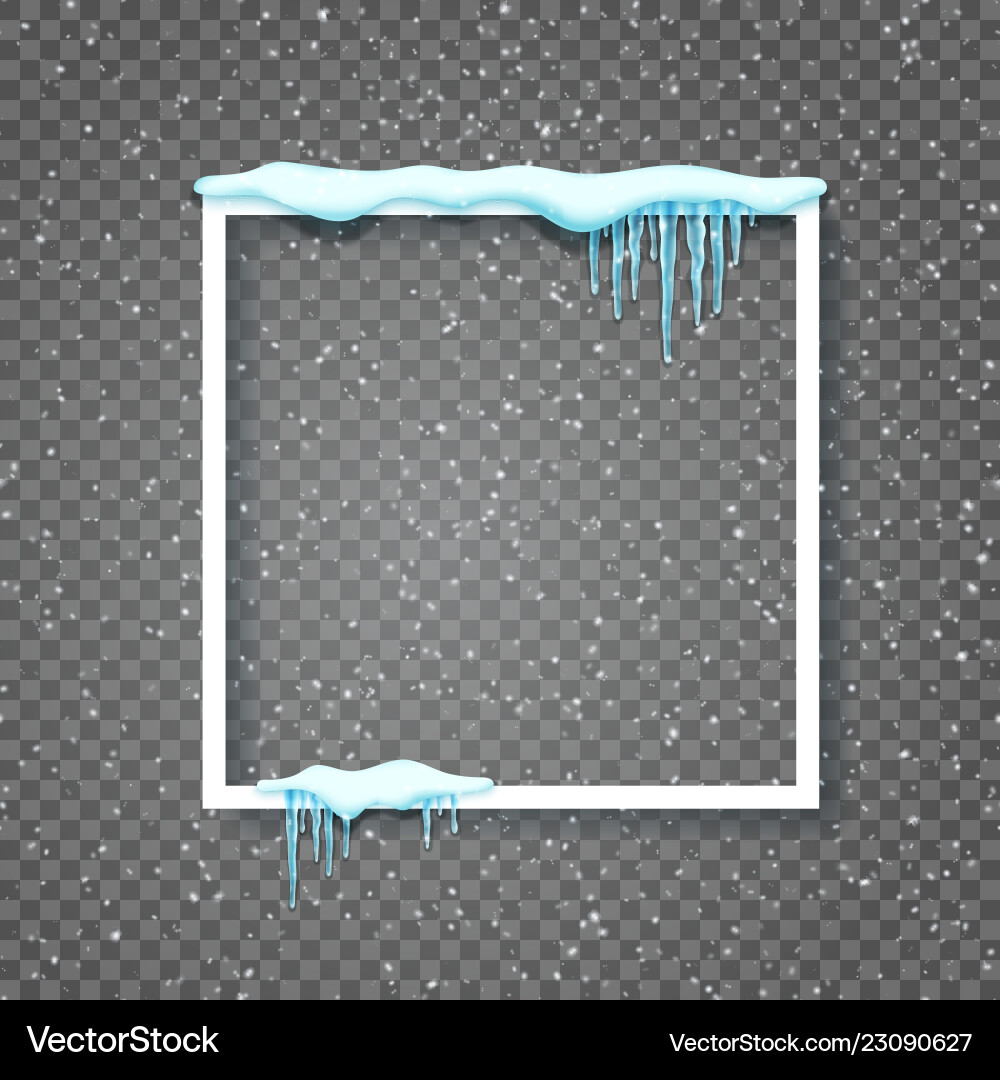 Grenze mit realistischem Schnee und icicles schön Grenze mit realistischem Schnee und icicles schön vektorbild