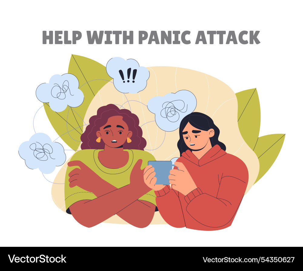 Help with panic attack support from friends Help with panic attack support from friends vector image