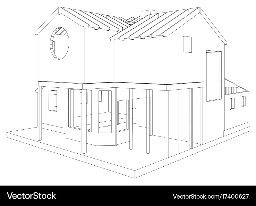 House structure architecture abstract drawing vector image