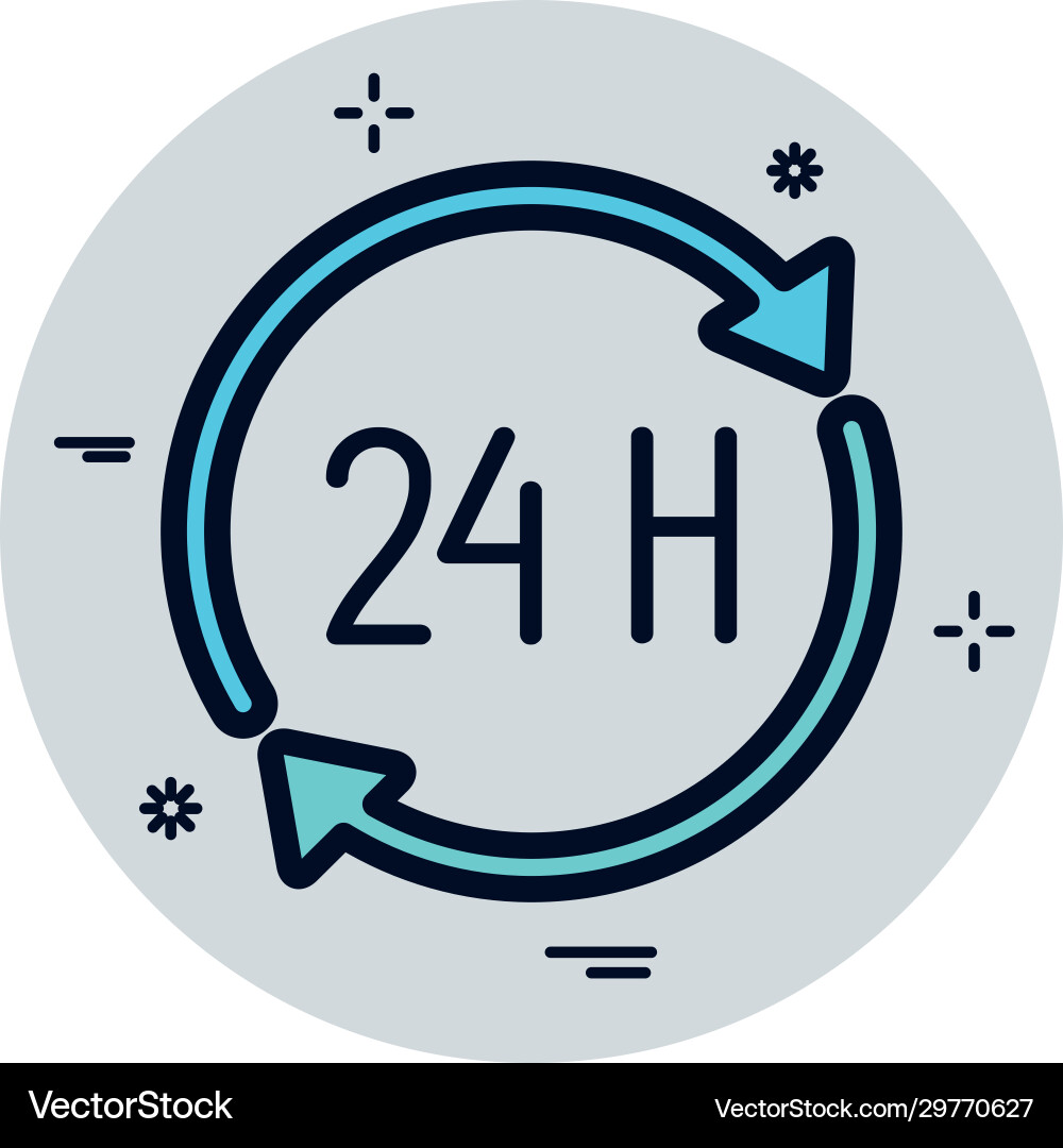 Isolated delivery 24 hours arrows fill block style vector image