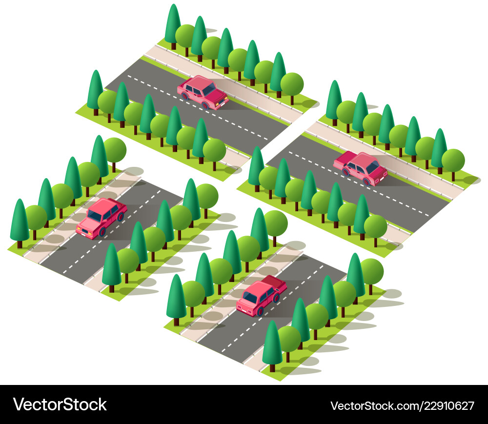 Isometric set red car Royalty Free Vector Image