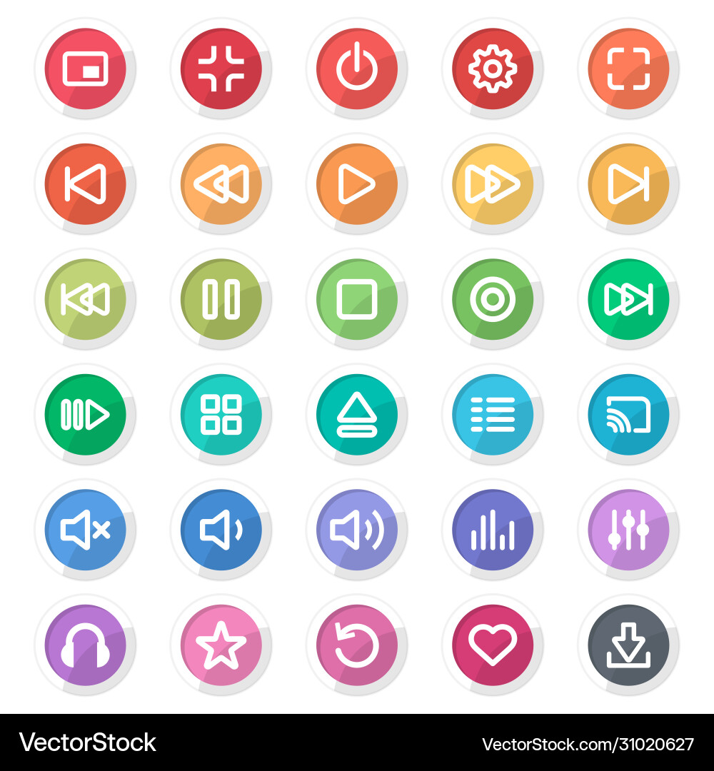 Media player control buttons set Media player control buttons set vector image