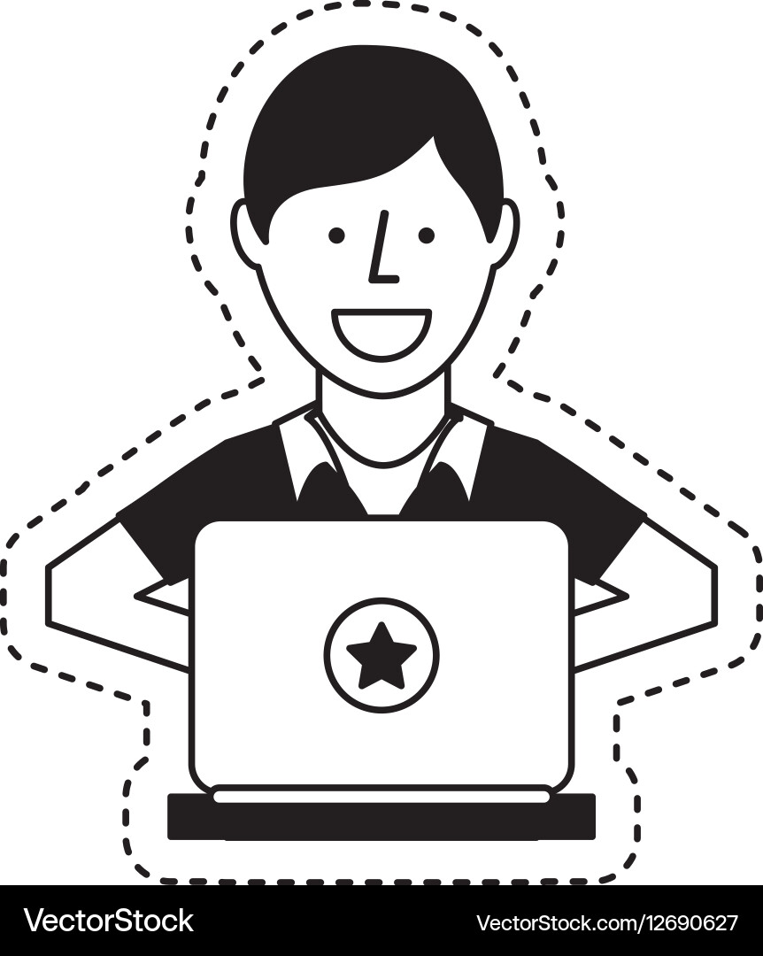 Person using computer icon vector image