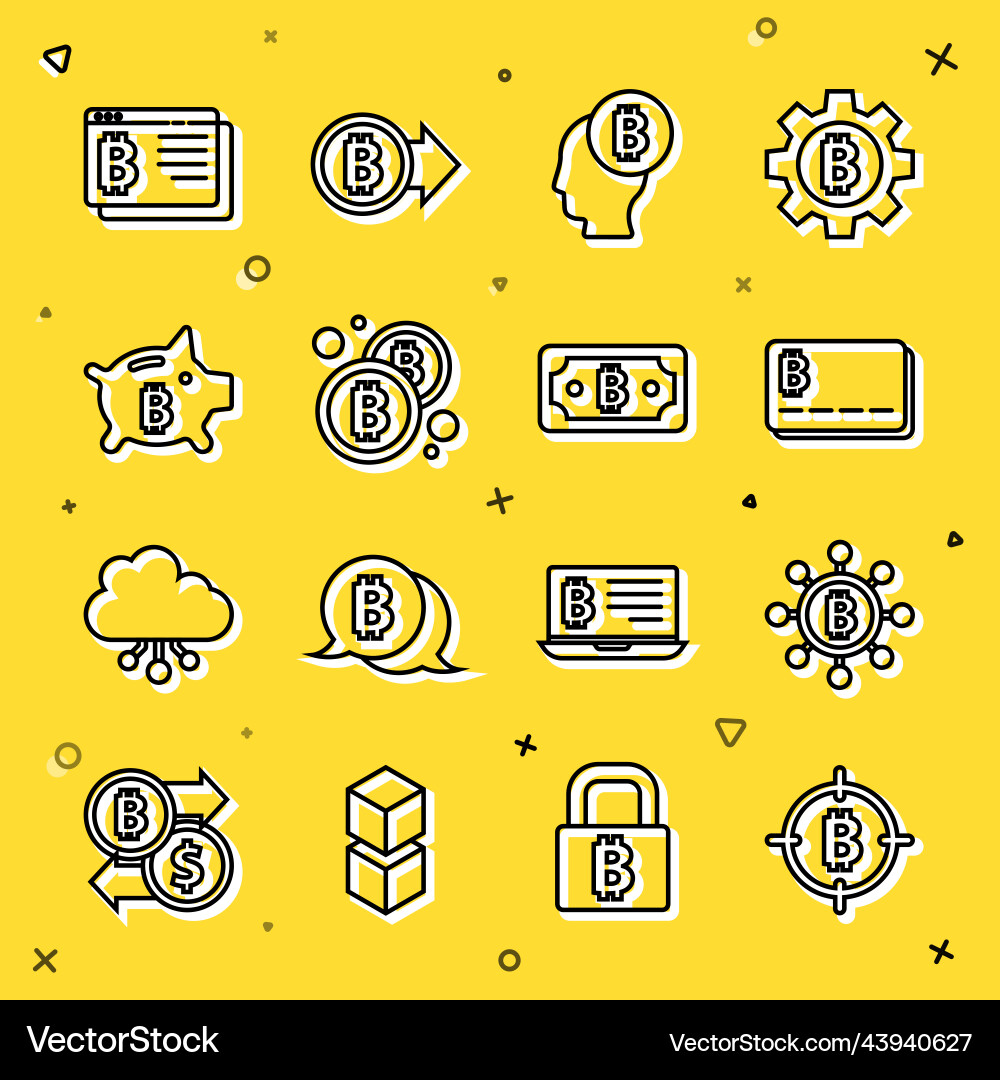 Set line bitcoin in the target blockchain Set line bitcoin in the target blockchain vector image