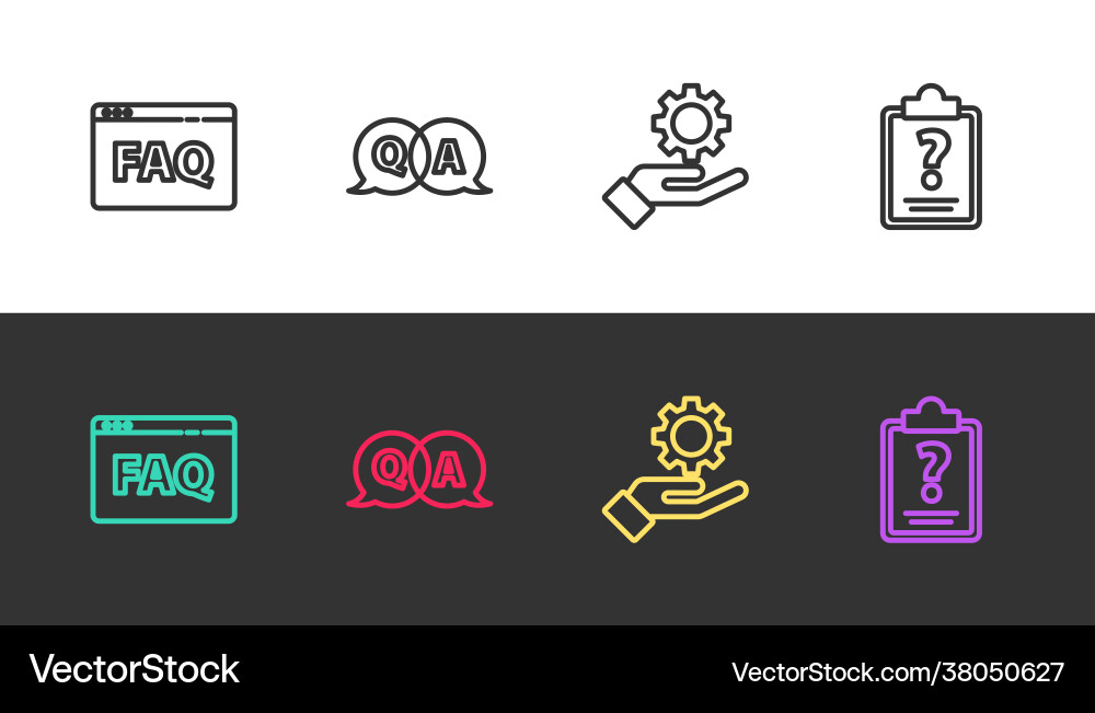Set line browser faq question and answer Set line browser faq question and answer vector image