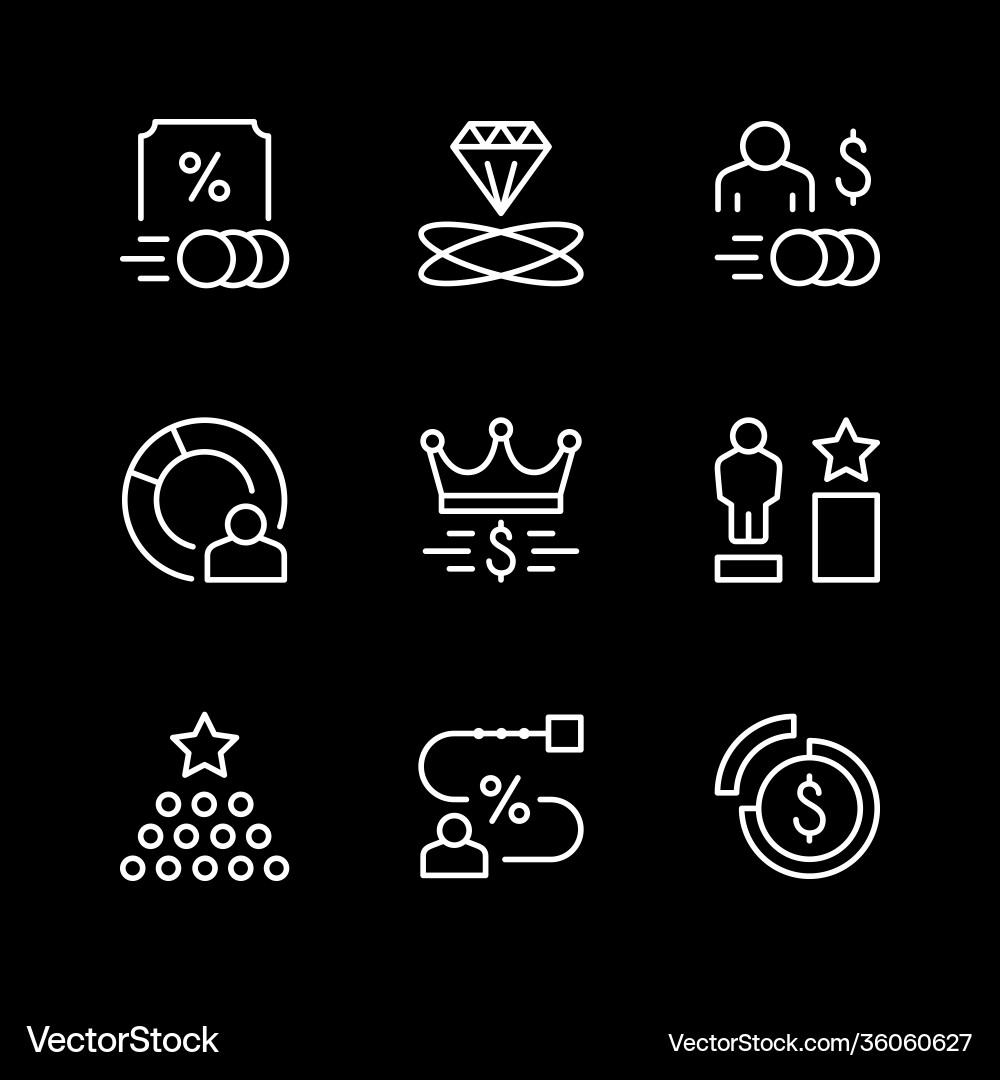 Set line icons royalty program Set line icons royalty program vector image