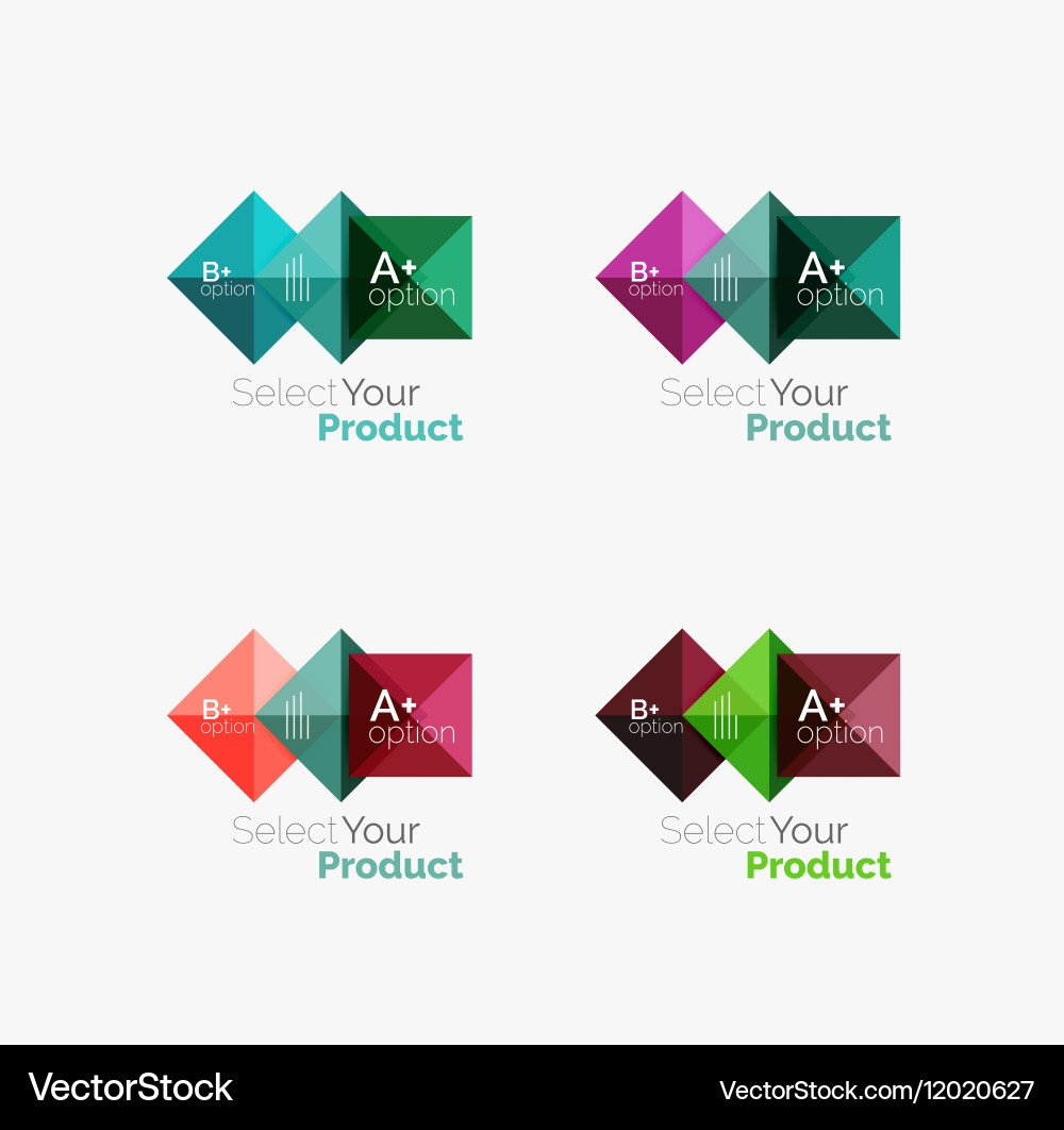 Set of abstract square interface menu navigation Vector Image