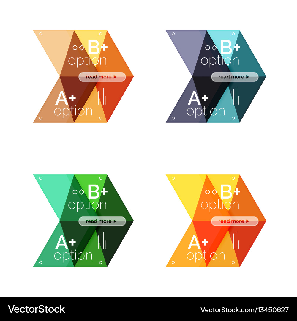 Set of color abstract arrow option infographic vector image