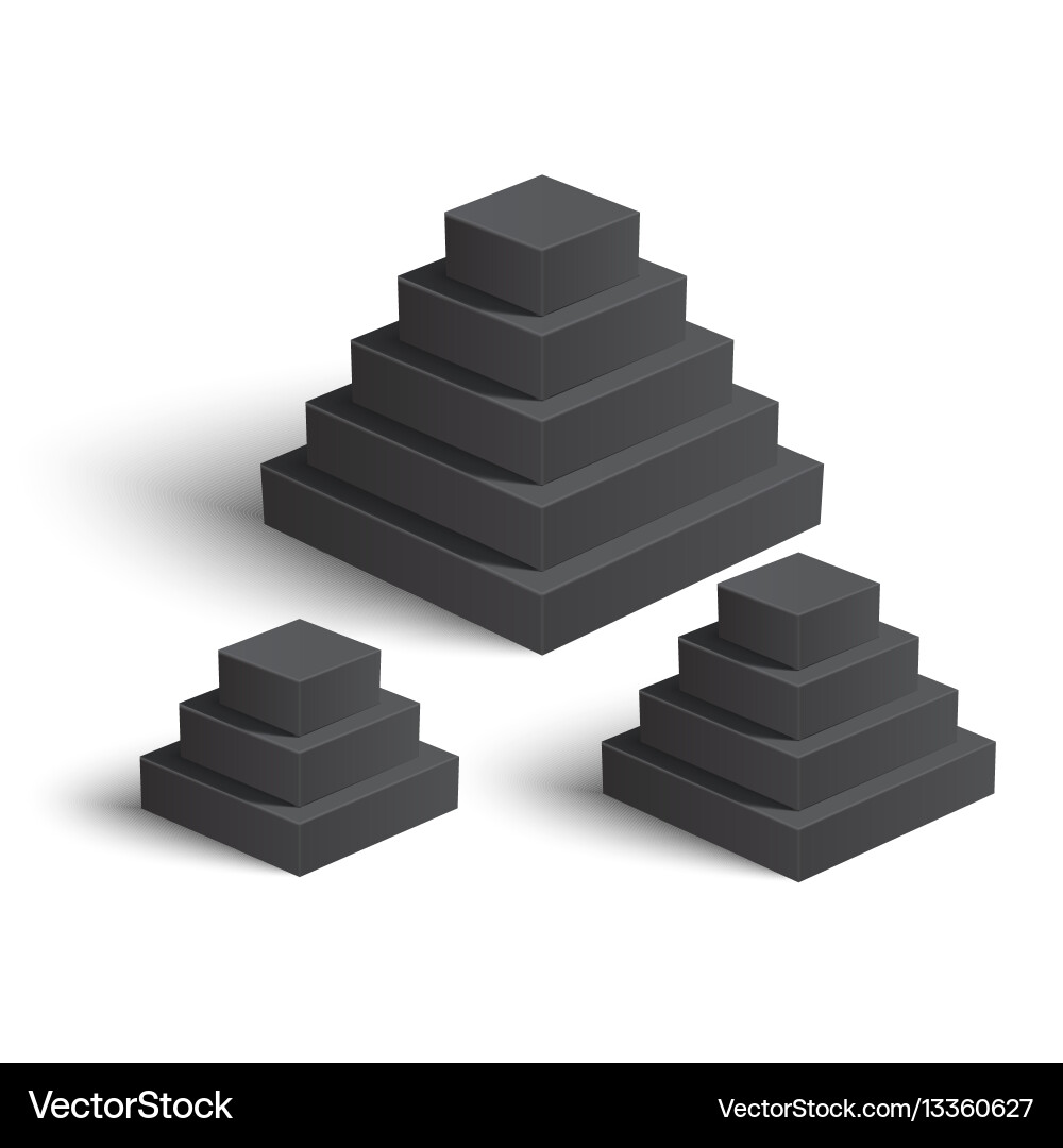Set of white square pyramids on background vector image