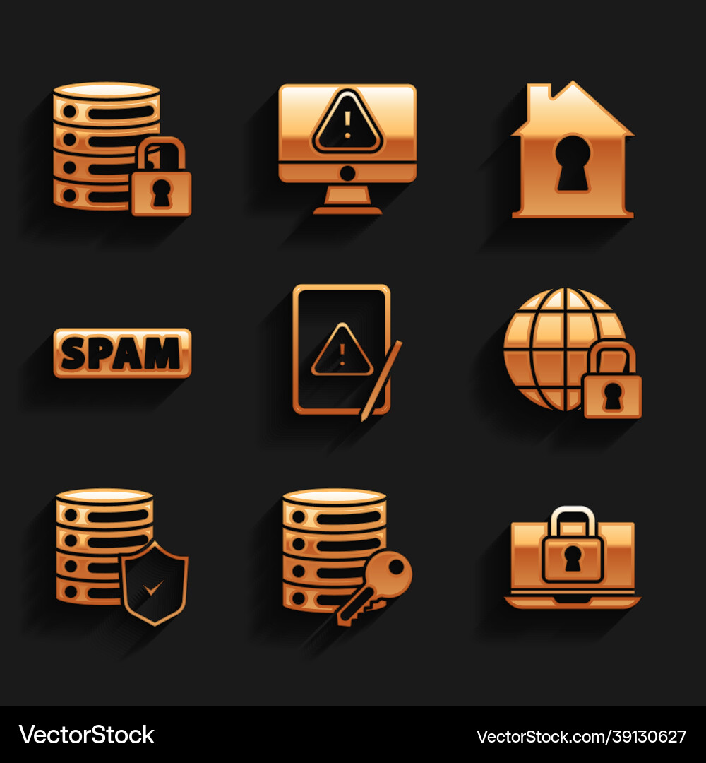 Set tablet with exclamation mark server security Set tablet with exclamation mark server security vector image