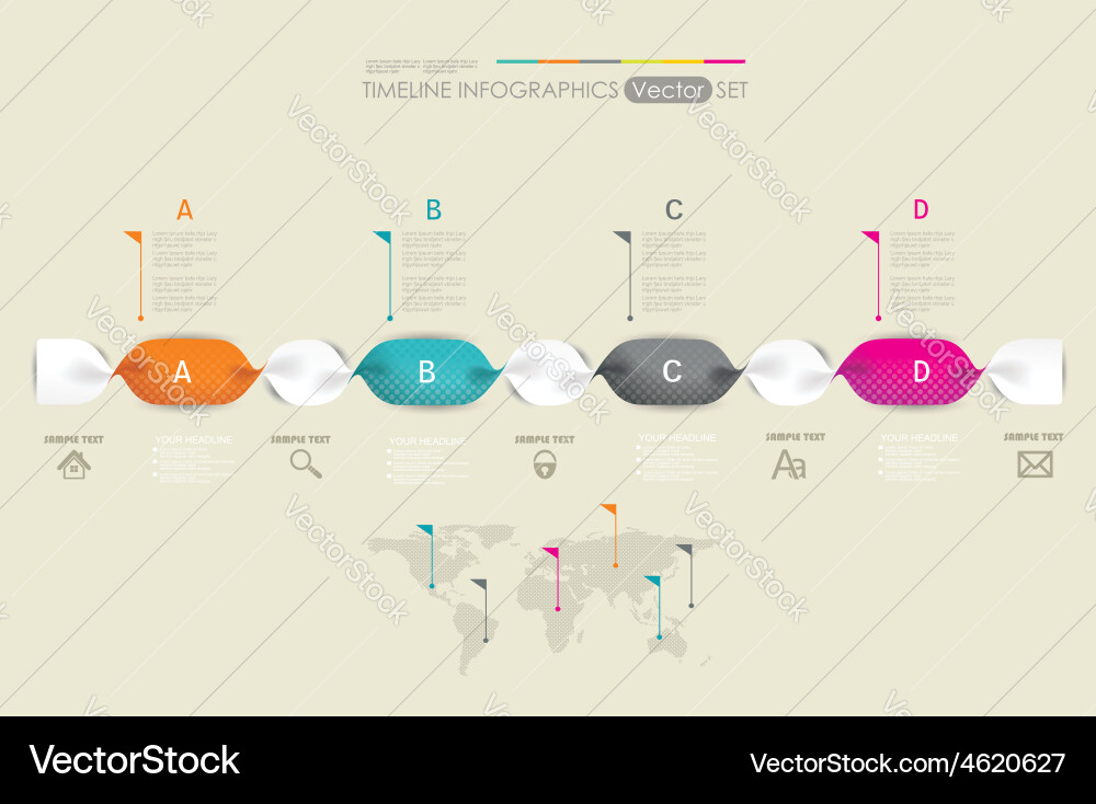 Time line design can be used for workflow layout vector image