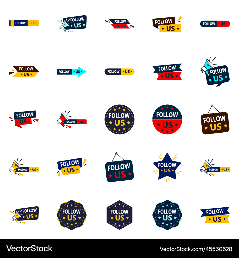 25 follow-boosting follow us graphic elements Vector Image