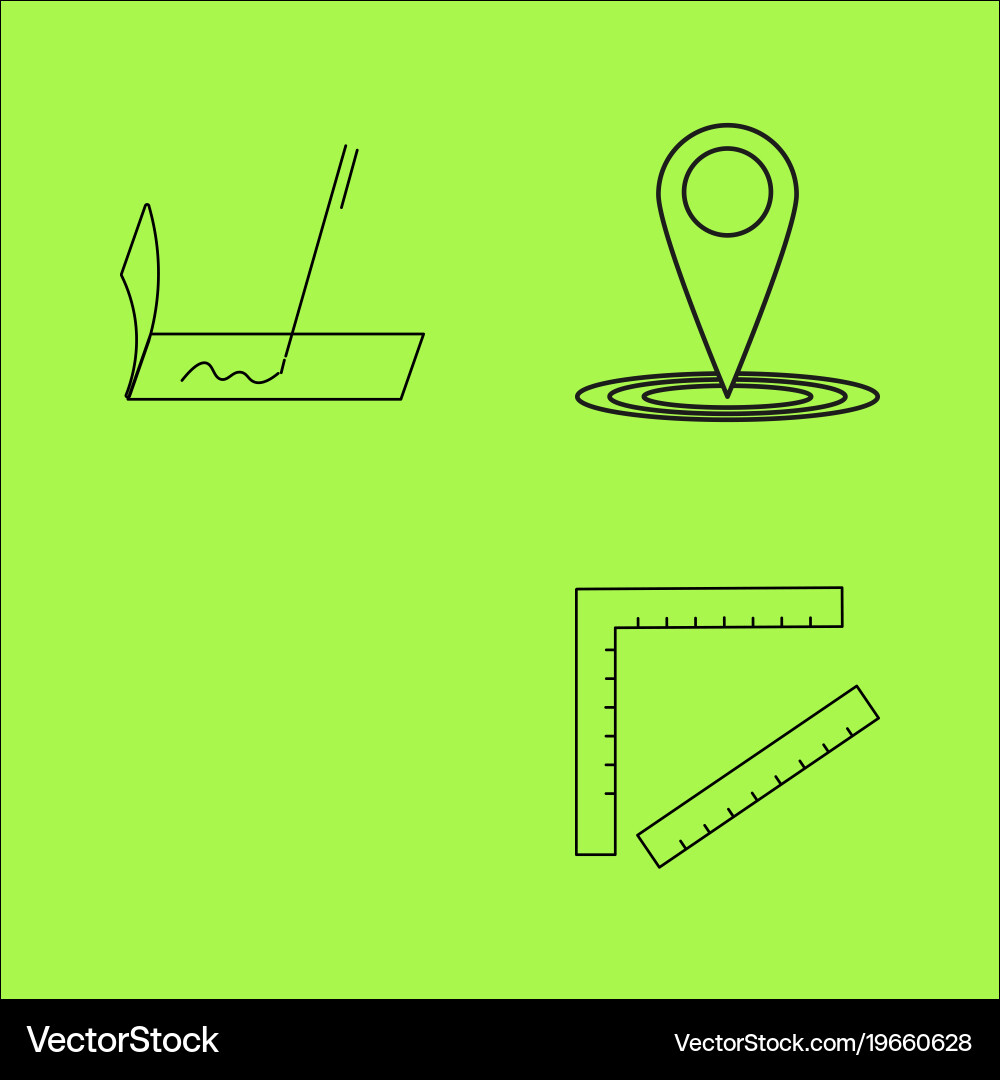 Basic content simple linear outline icon set vector image