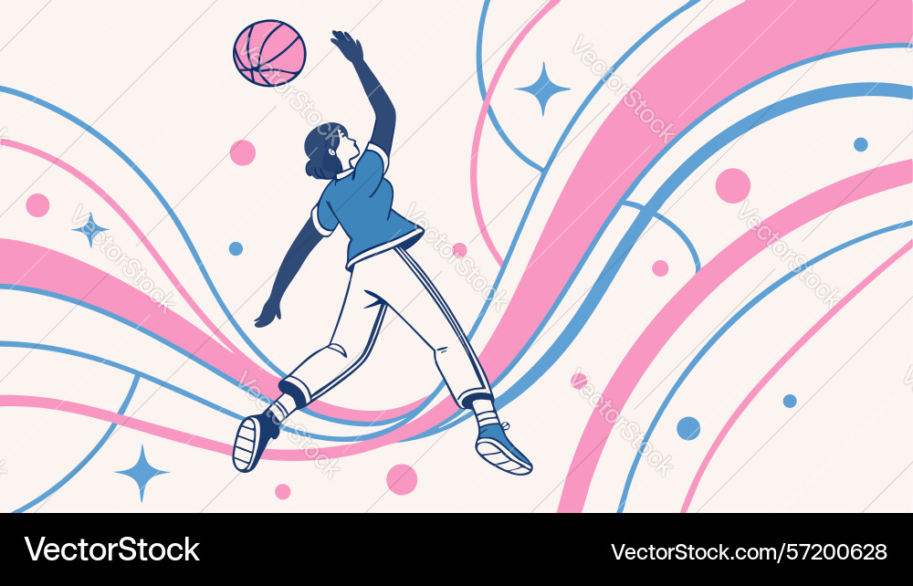 Basketball player in action with dynamic lines vector image