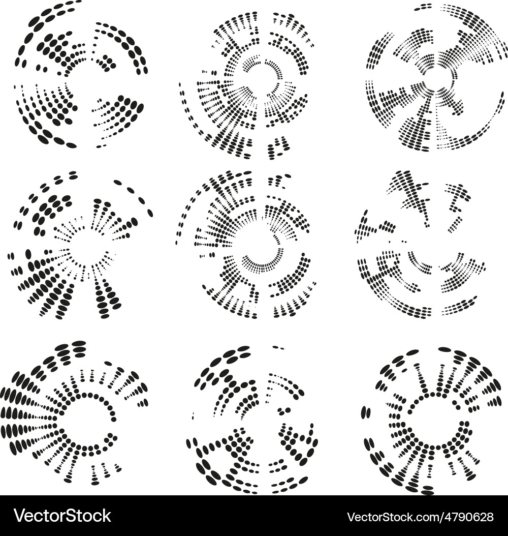 Circle Halftone Elements - Tech & Pattern vector image