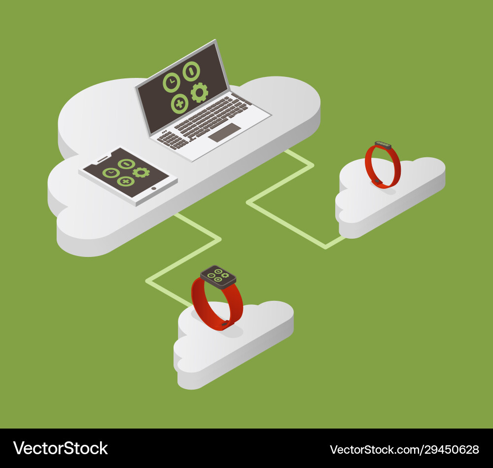 Cloud computing isometric Cloud computing isometric vector image