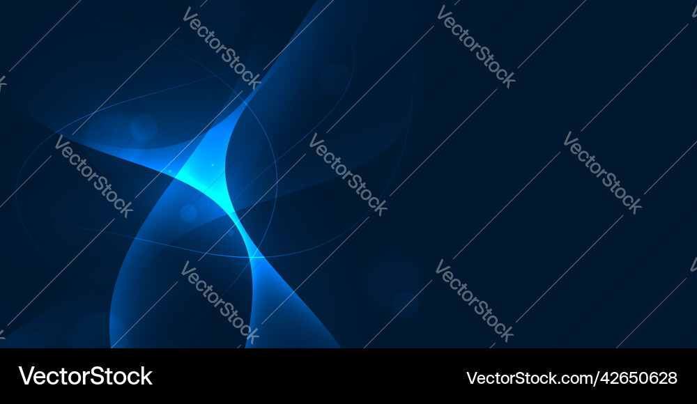 Glow curve line and bokeh circle on dark blue Vector Image