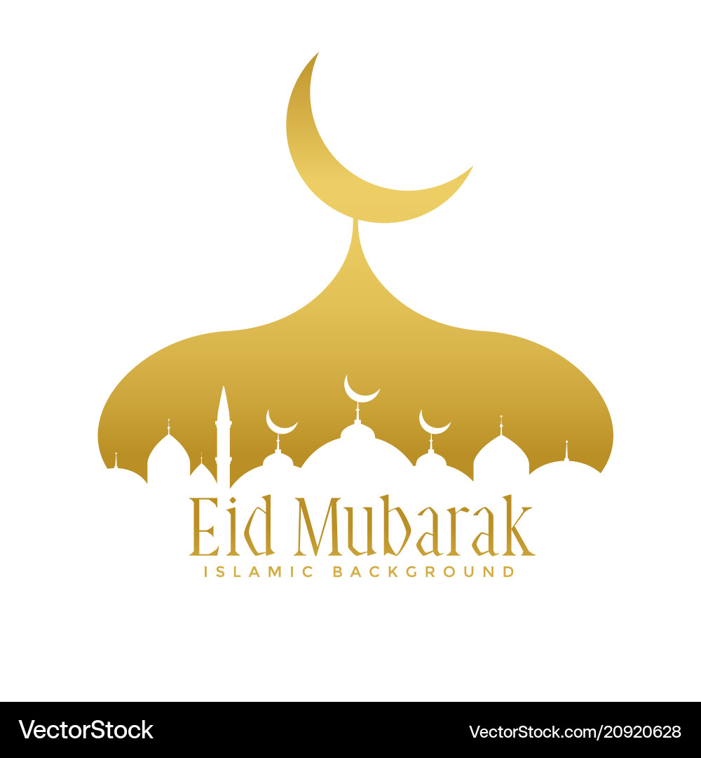 Golden creative mosque design for eid mubarak vector image