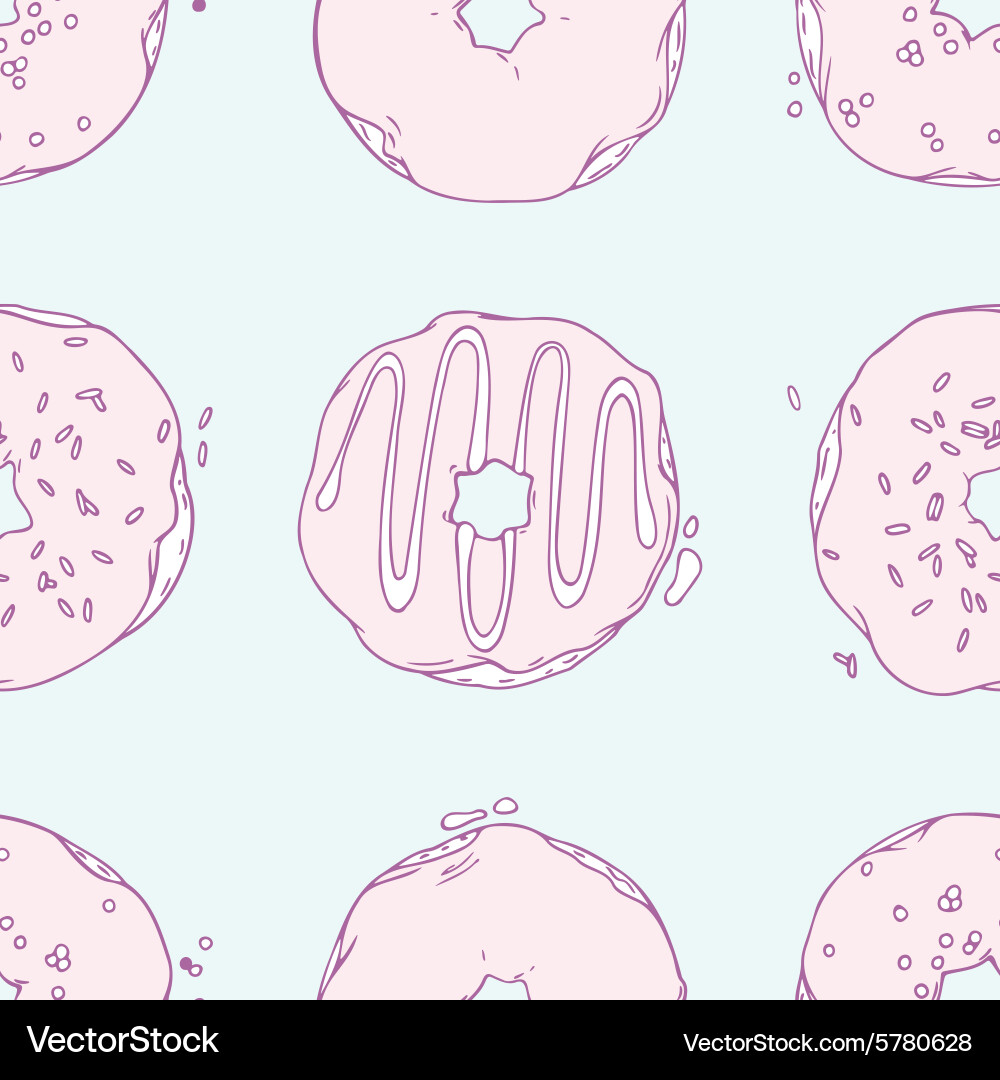 Hand drawn donuts seamless pattern sweet Vector Image