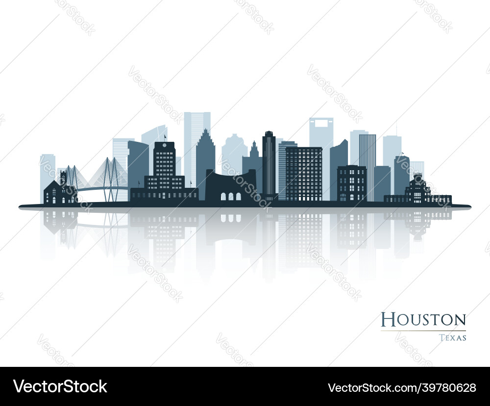 Houston Skyline Reflection Vector Image