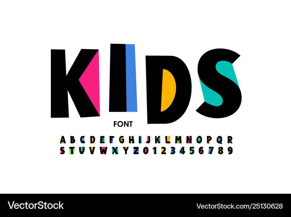 Kids style font design playful alphabet letters Vector Image