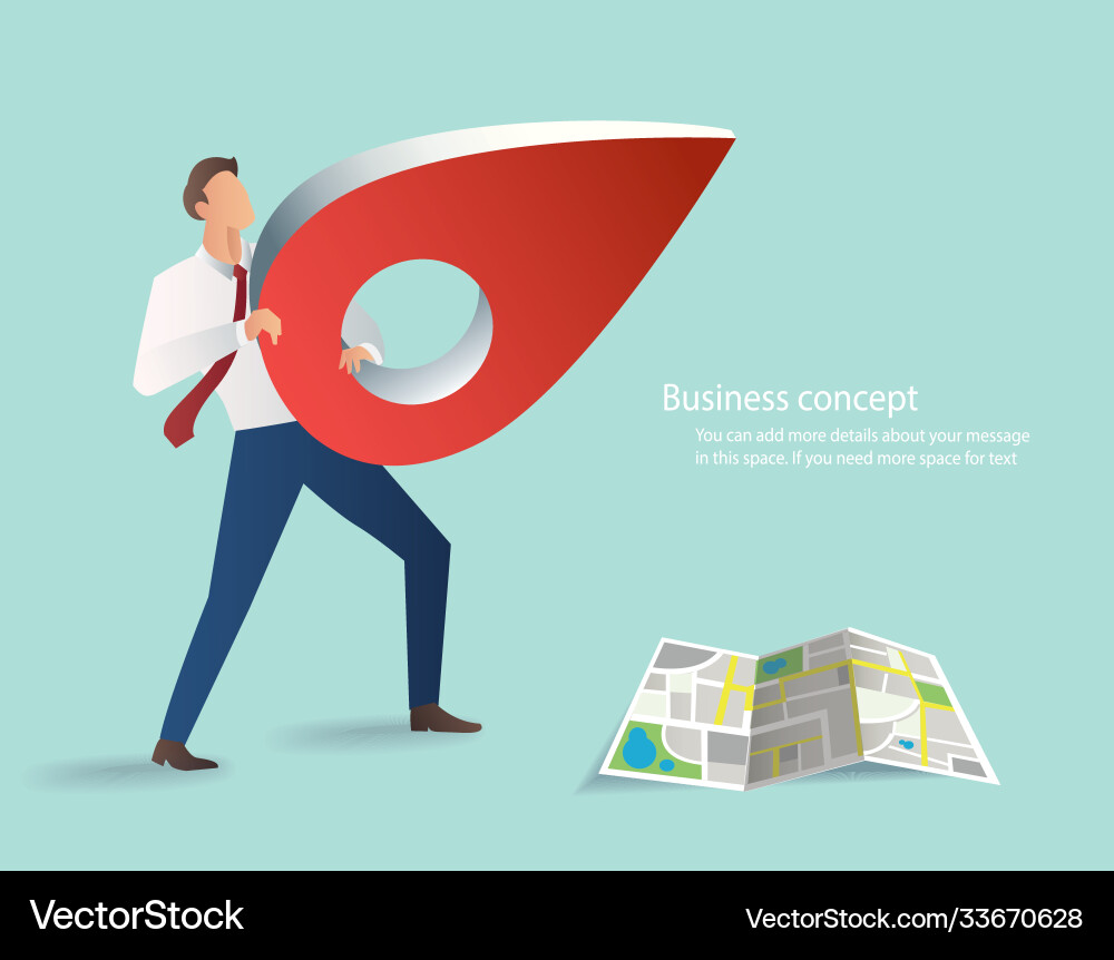 Man holding pin icon red location with map Man holding pin icon red location with map vector image